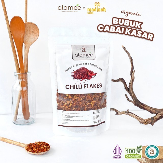 

Cabe Bubuk Kasar Chilli Flakes Cabai Bumbu Dapur Masak Organik Rempah Rimpang Murni Seasoning 100g madinah