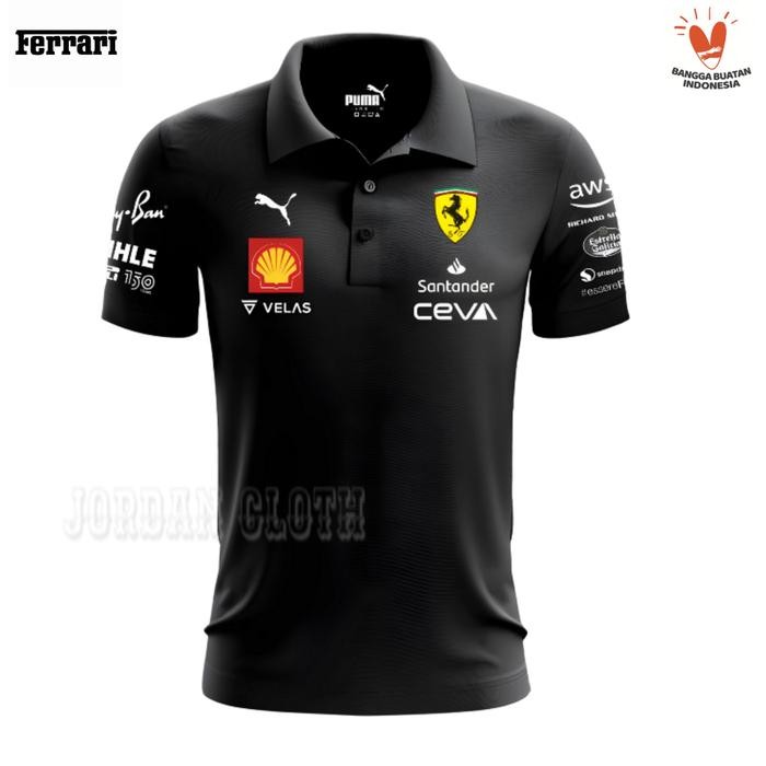 Polo Shirt Tshirt Kaos Kerah Ferrari Scuderia Team Formula One F1 Racing Kaos Mobil Polo Mobil Kaos 
