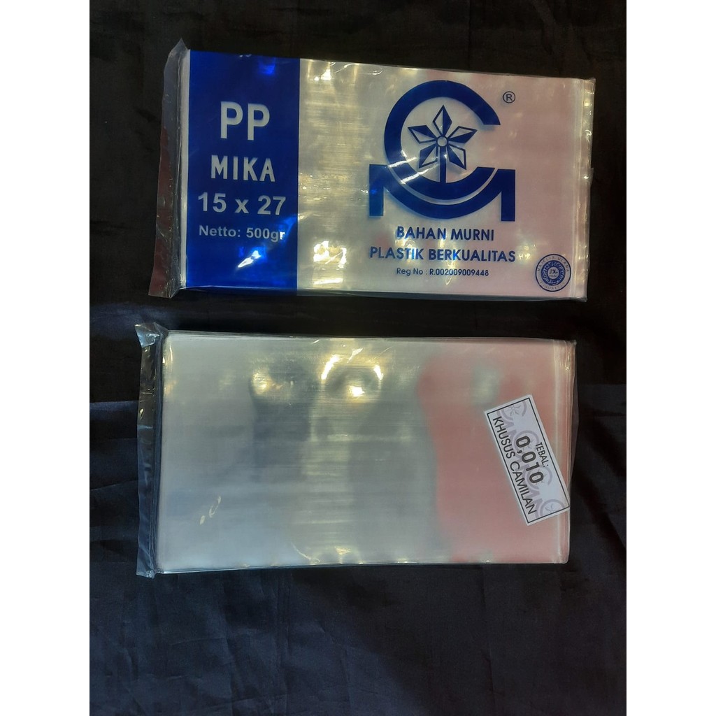 PLASTIK PP MIKA BENING 15 X 27 TEBAL 0,1 UTK CAMILAN / SNACK