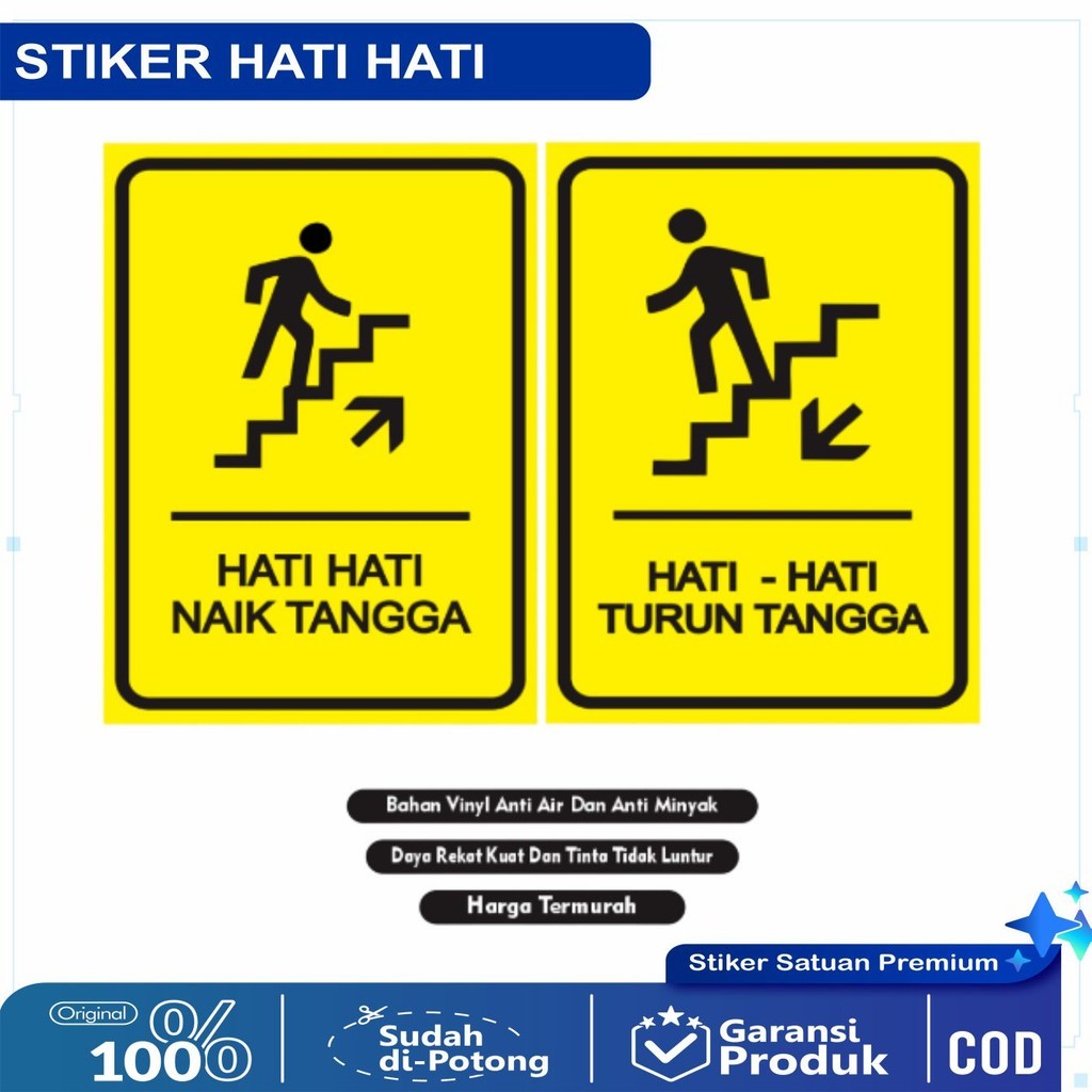 

Sign Sticker hati hati Naik tangga / stiker hati hati turun tangga / Stiker turun tangga awas jatuh / sticker turun tangga / sticker naik tangga / stiker tangga / stiker awas jatoh