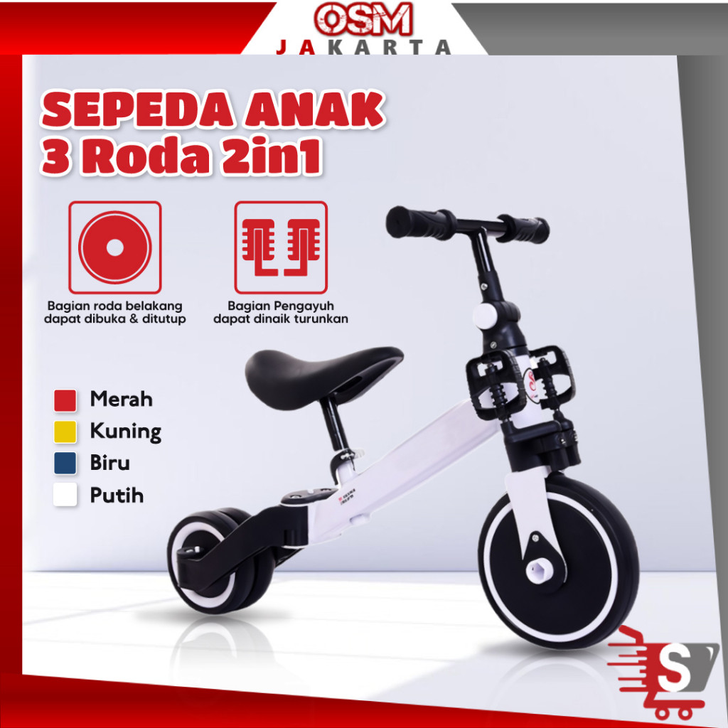 OSM JKT 5220 Mainan Sepeda Anak 3 Roda 2in1 / Sepeda Keseimbangan Anak / Balance Bike Ride
