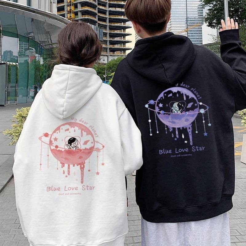 TTG 1991 -  HOODIE  BLUE PINK PLANET HOODIE COUPLE PASANGAN KEKINIAN COWOK CEWEK/REMAJA KEREN TERBAR