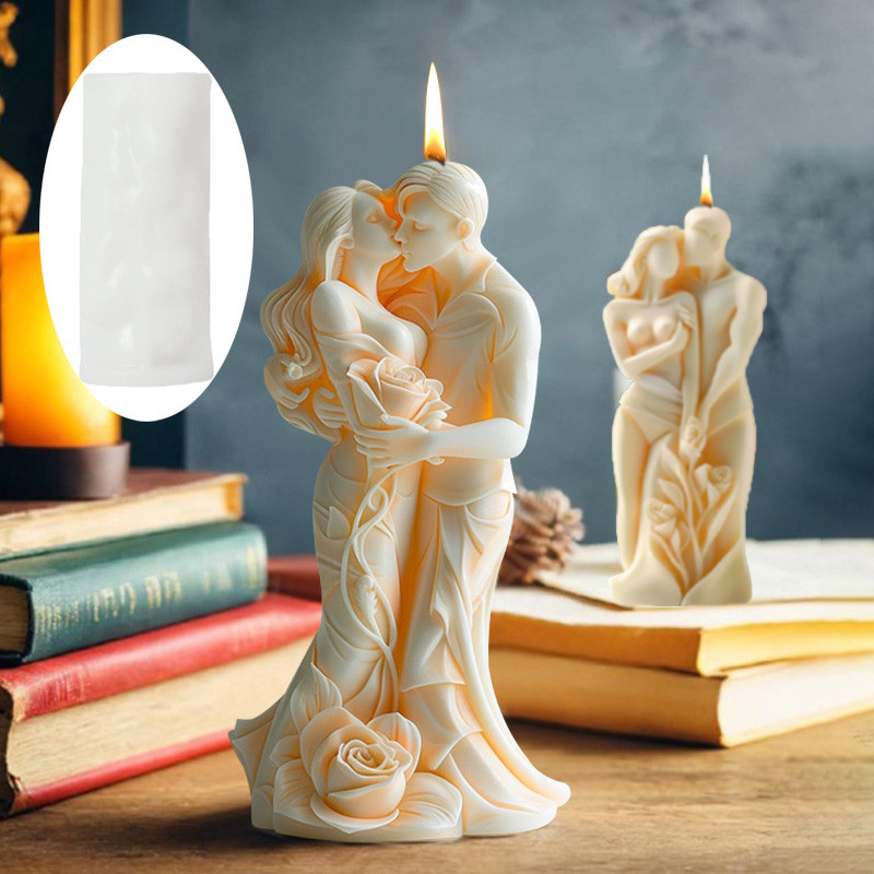 

3D Rose Couple Candle Silicone Mold Men Women Embrace Couple Embrace Candle Mould Wedding Decor Gift Resin molds
