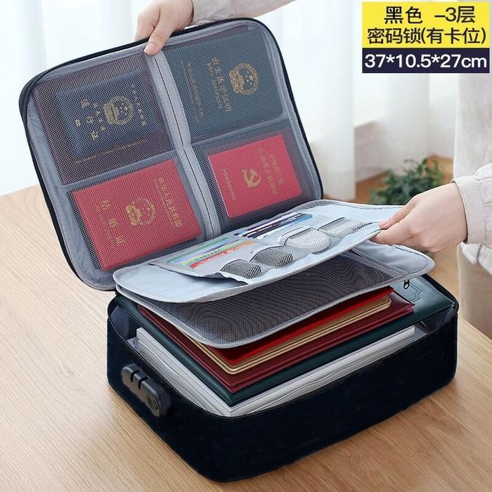 

【YANA-M】PROMO!!! Tas Dokumen Tempat Penyimpanan File Pasport Travel Bag Storage Box - Hitam