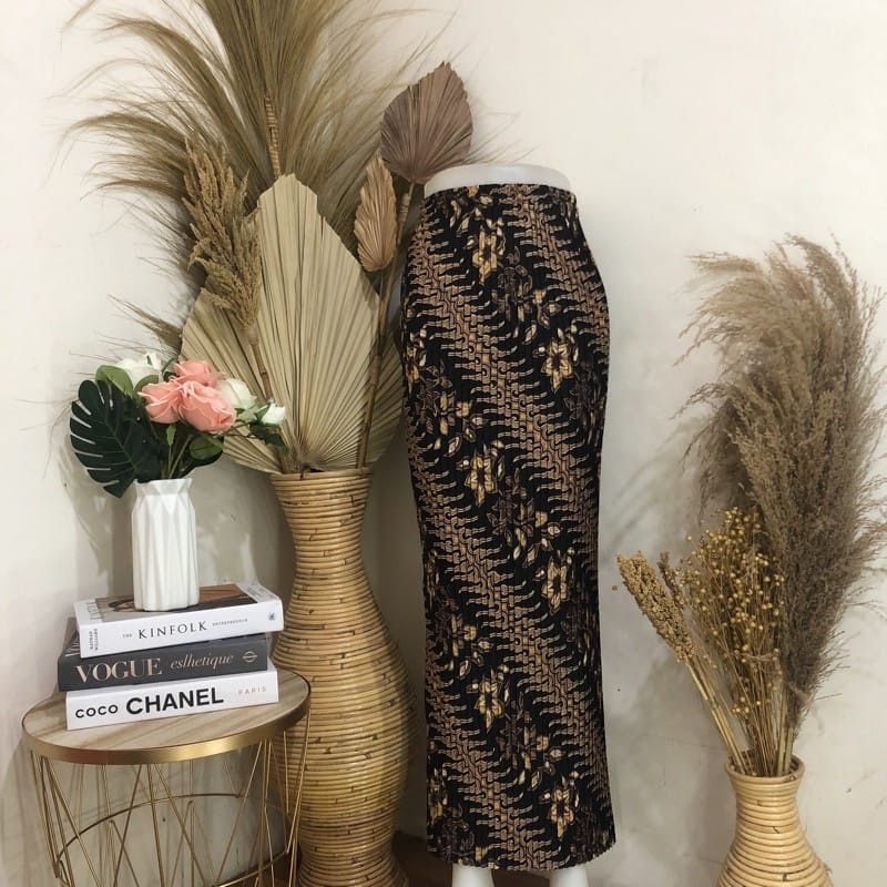 NEW Rok Batik Plisket Kerasakti Coklat All size ( s - jumbo ) / Rok Bawahan Kebaya Modern / Rok Bawa