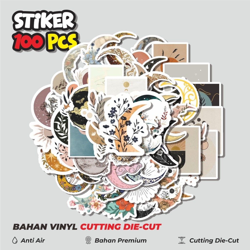

Terbaru! 50 pcs Stiker Moon/Bulan Aesthetic Dekorasi Lucu Kreatif untuk Notebook, Skateboard, HP
