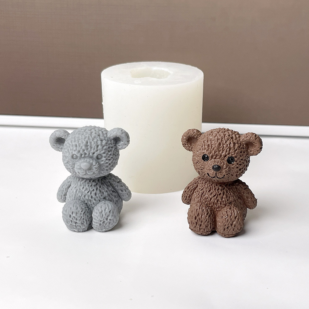 

3D mini Bear Candle silicone mould Smile animal Bear Plaster Resin Crafts cement mold DIY handmade soap making supplies