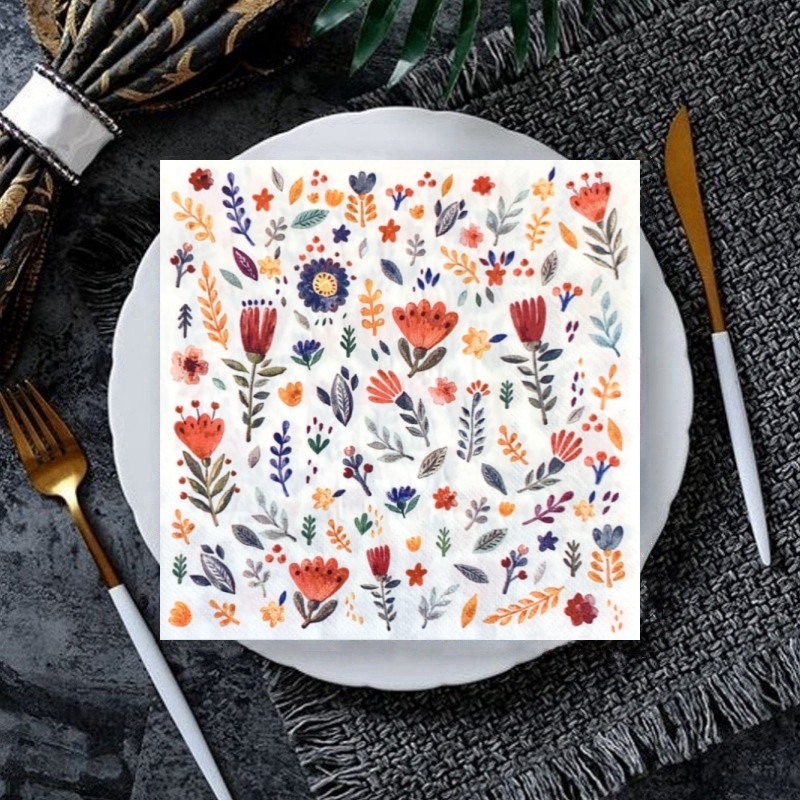 

20Pcs/Pack Smal Flower Decoupage Paper Napkins Foloral Plants Paper Tissues for Wedding Xmas Birthday Party Decor Top Quality
