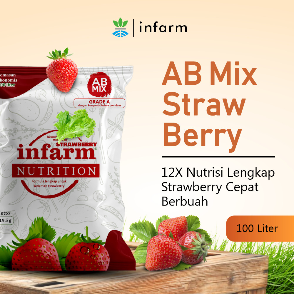 INFARM - Nutrisi Tanaman AB Mix Strawberry 100 Liter  Pupuk untuk hidroponik dan Tanah, Pupuk Buah L