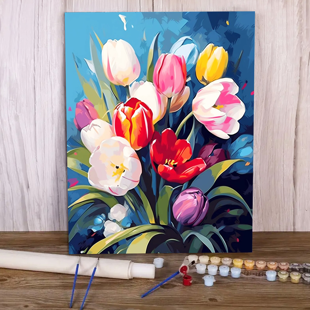 

Paint by Numbers - 40x50cm, Flowers Painting Kits for Beginners on Colored Canvas, Easy DIY Art for Home Decor Gift (No Frame)