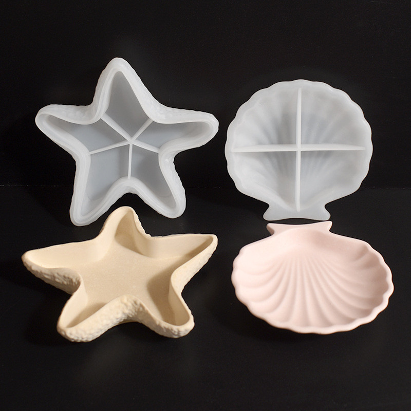 

Shell & Starfish Silicone Mold - DIY Seashell Candle Holder, Plaster Decor, Resin Tray, Beach-Themed Storage Box Mould
