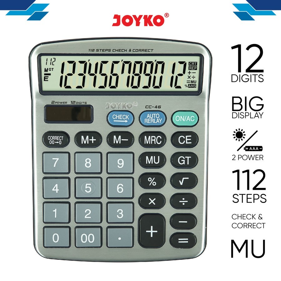 

(1 Biji) Kalkulator Joyko CC-46 12 Digits Check Correct / Calculator Joyko CC46 12 Digits Check Correct / Joyko CC 46