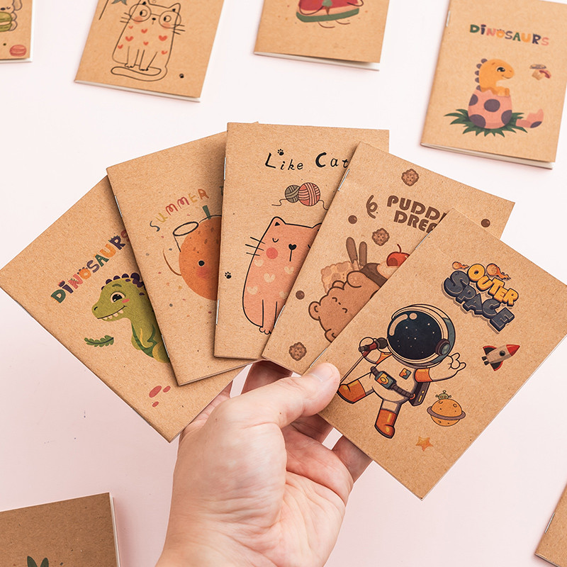 

4pcs/1pc kraft paper vintage 64k small notebook mini pocket notepad blank interior car line book student small gift