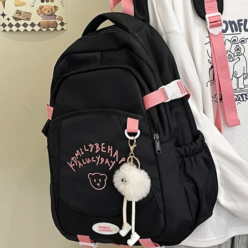Ready  Memberikan Gantungan Tas Ransel Backpack Polos Fashion Tas Ransel Pastel Riby Korean Nilon Ba