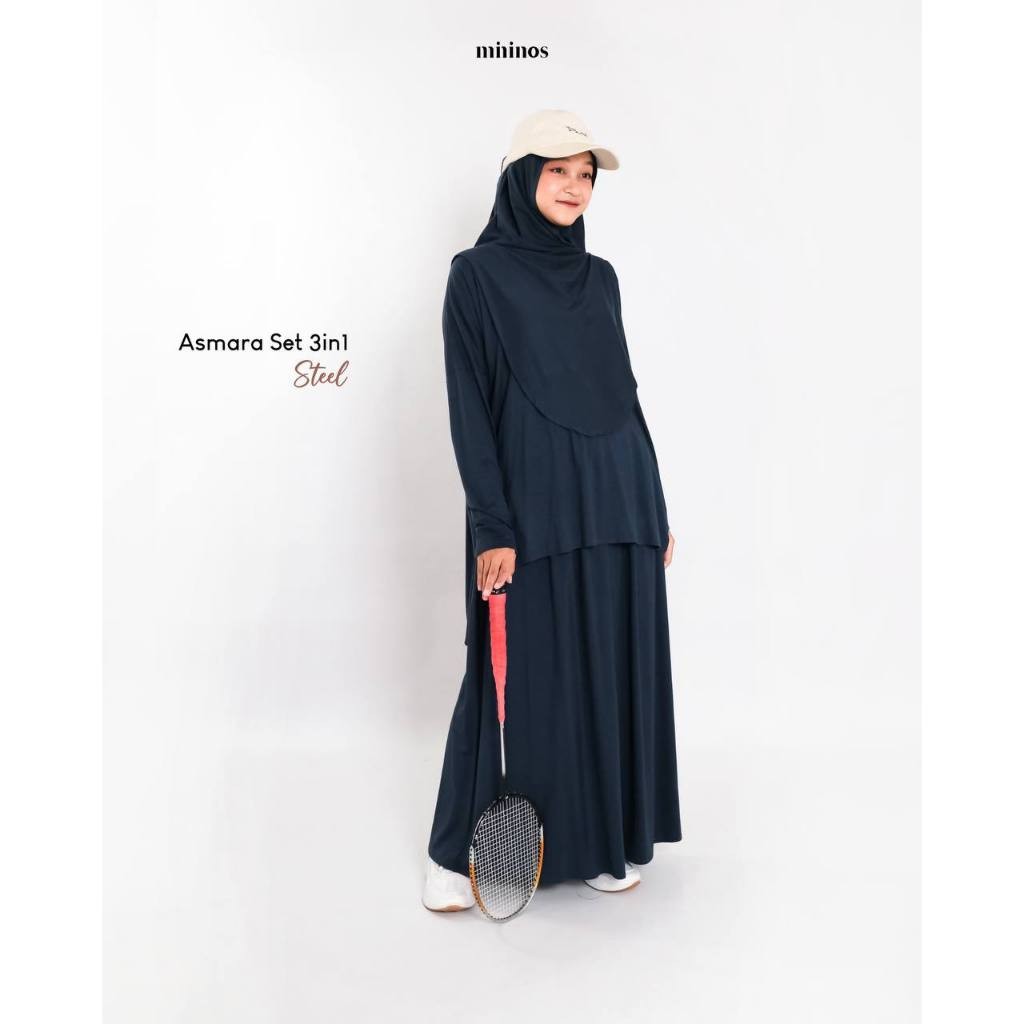 YY67 Mininos Asmara Set 3in1 | Setelan Atasan Daily Olahraga Remaja Muslim Baju Atasan Bawahan Kekin