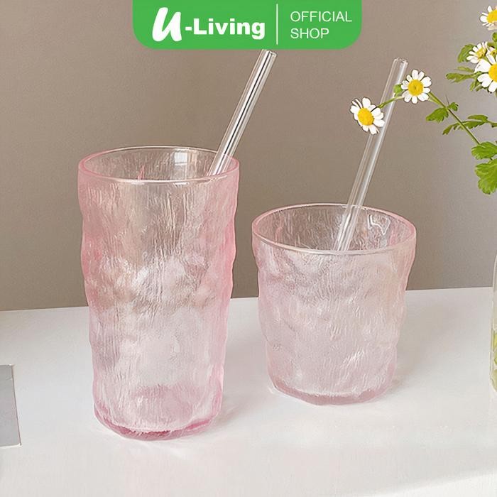 Promo U-Living Gelas Minum Gelas Kaca Ins Viral Gelas Cantik Cangkir Kaca Gradiansi Pink Whiskey Bir