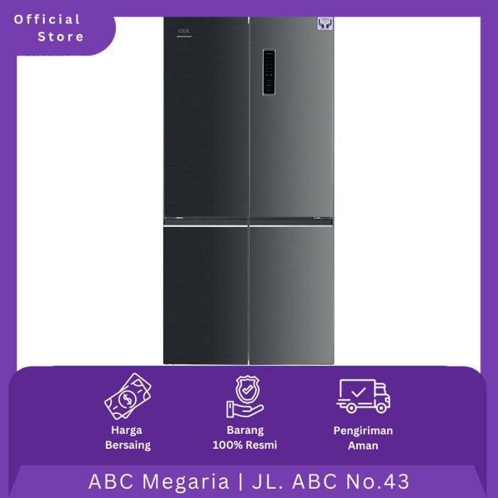 Gea Kulkas 4 Pintu G4D-586 / G4D586 Black Inox / Gray 586L