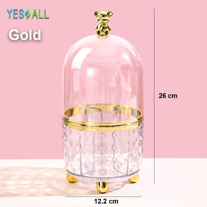 YESALL Rak Makeup Kosmetik Crystal Transparan Aesthetic - Rak Kosmetik Putar 360 Derajat Aesthetic T