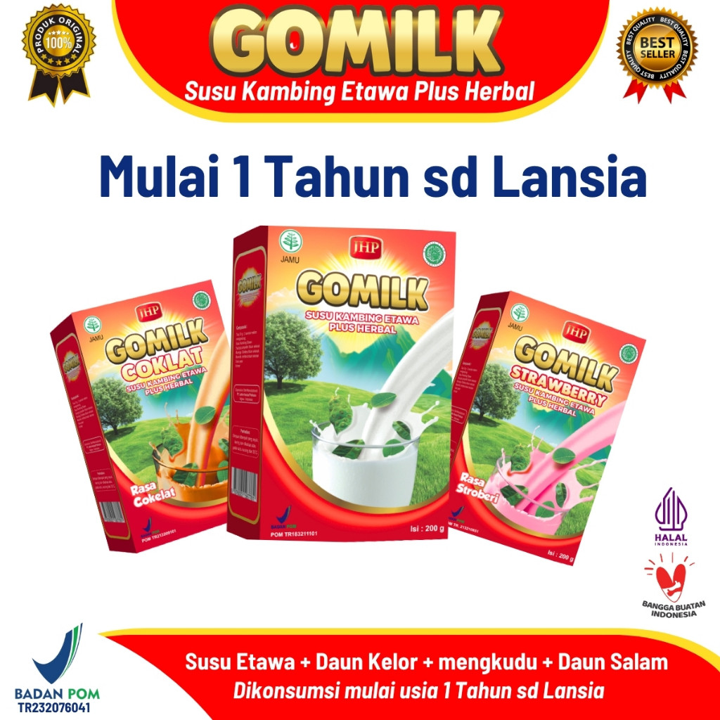 

GOMILK Susu Kambing Etawa 200gr – Herbal untuk Nafsu Makan Anak, Tulang Kuat, Paru-Paru sehat, Imun