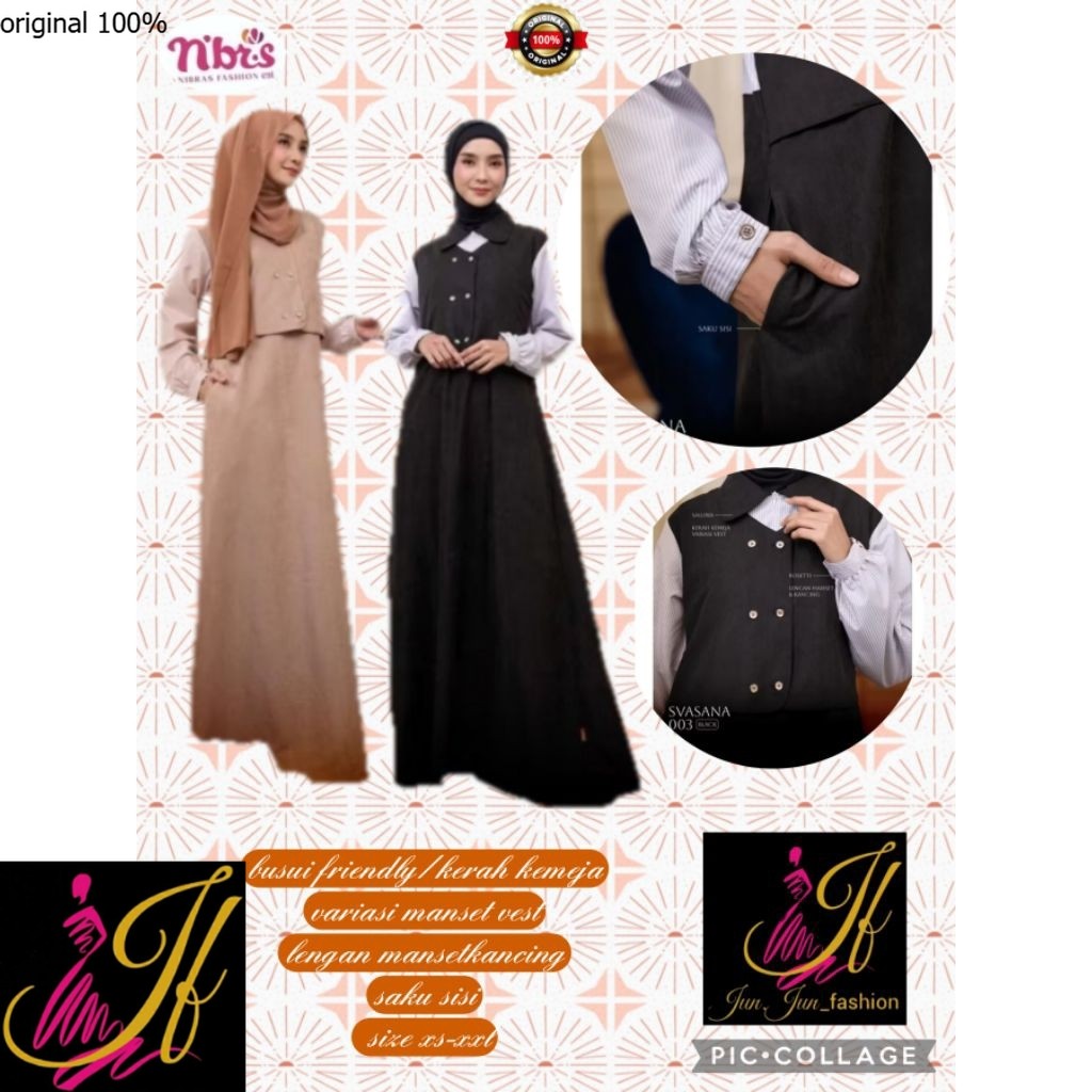 Gamis/dress premium baju kuliah Muslim terbaru seragaman Svasana 003/Nibras