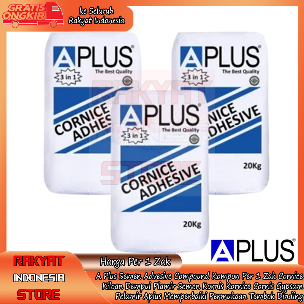 A Plus Semen Advesive Compound Kompon APlus Zak 1 Sak 20 Kg Cornice Kiloan Dempul Plamir Kornis Korn
