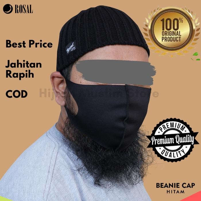 BEANIE CAP TOPI PECI ROSALHAT ROSAL DEWASA PRIA KOPIAH - Hitam