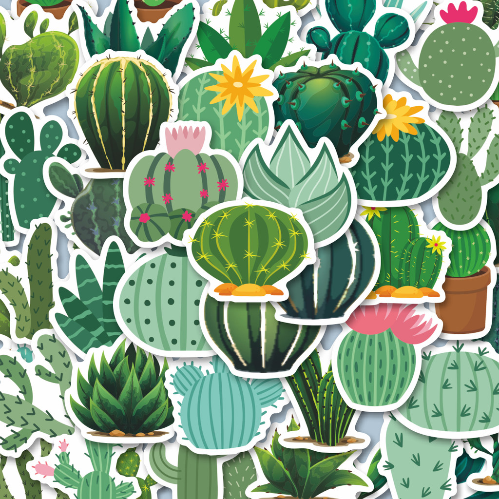 

100PCS Lucu Stiker Tanaman Kaktus Hijau Stiker Aesthetic Stiker Anti Air Stikers Berperekat Waterproof sticker decal buat Motor Helm Buku Journal Koper Casing HP Laptop Botol Minum Hadiah anak