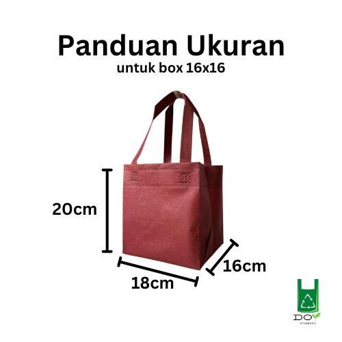 

NEW Tas Spunbond Box Kue dan Nasi Kotak 18x18 - 22x22 | Tas Kain Kotak Kue - 16x16x20, Merah