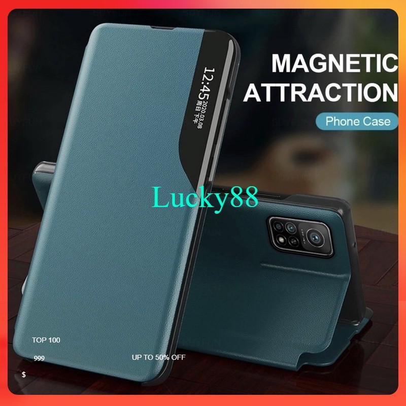 [ Huawei Nova 9 / P50 Pro / Y7 2019 ] Bracket Cover Window Smart View PU Leather Magnetic Flip Case 