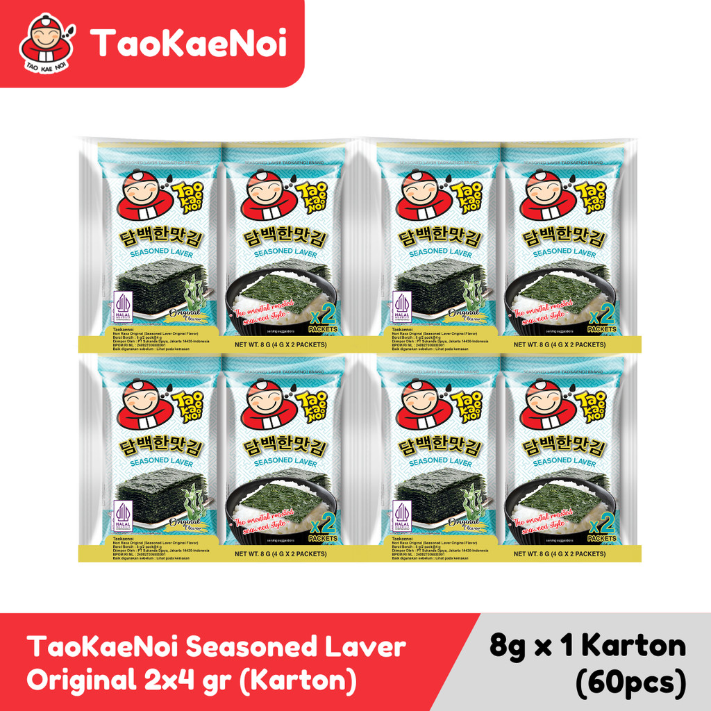 

TaoKaeNoi Rumput Laut Seasoned Laver Original 2x4 gr (karton)