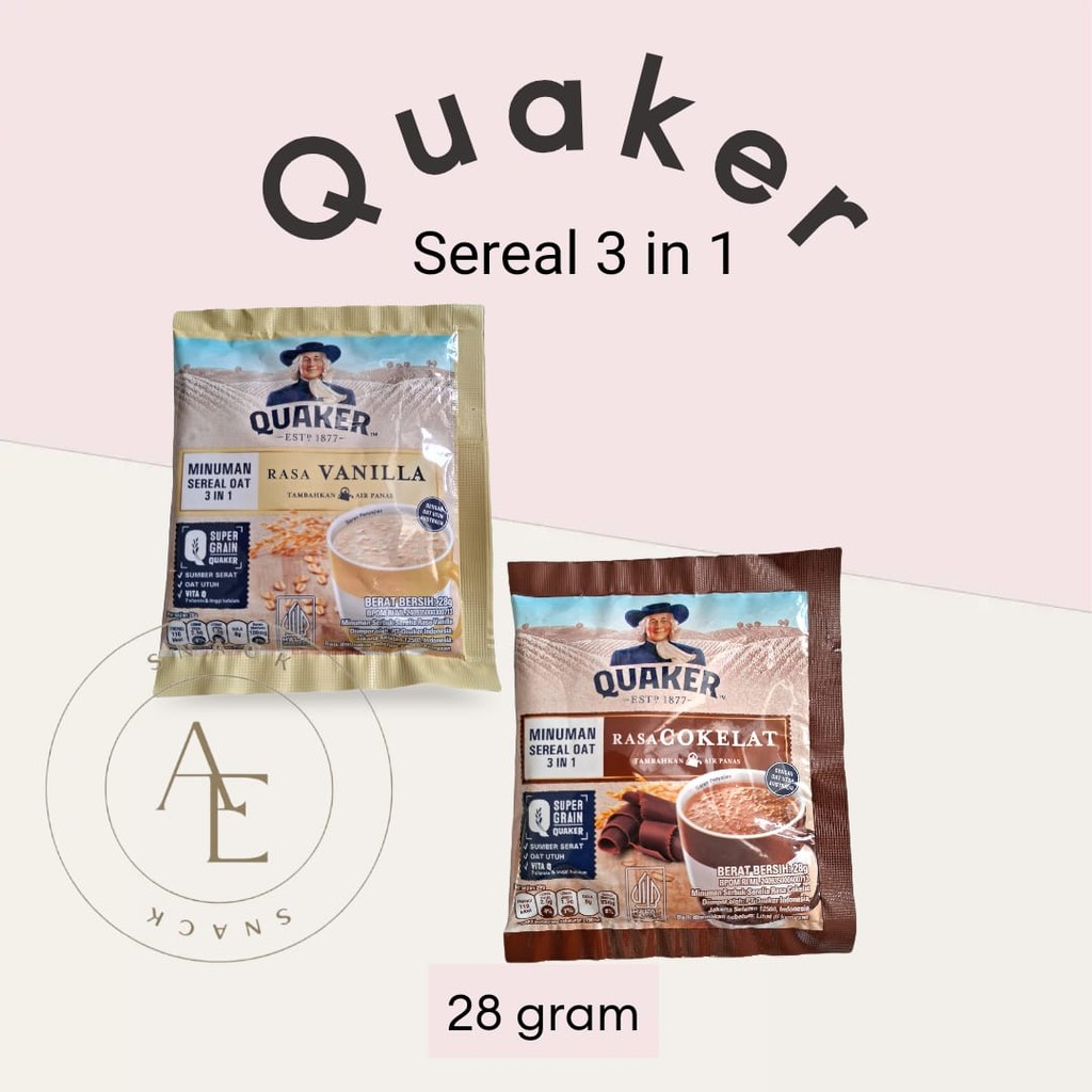 

Quaker Minuman Sereal Oat 3 in 1 Sarapan Bergizi dan Sumber Serat kemasan Sachet 28 gram