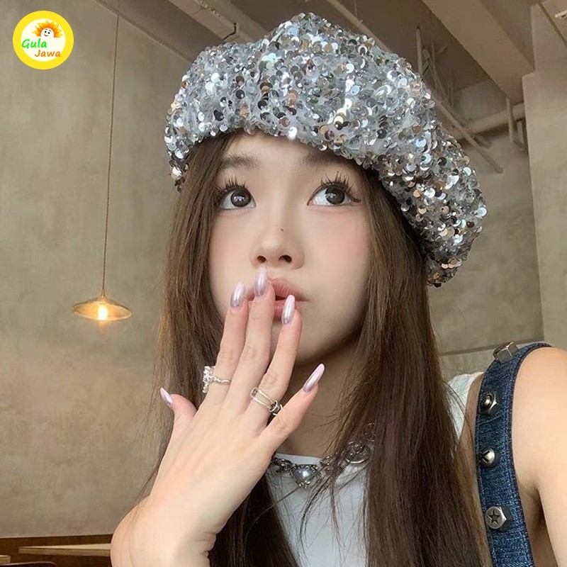 Topi Baret Korea Topi Baret Full Payet Import Topi Seniman Baret Cap Korean Style