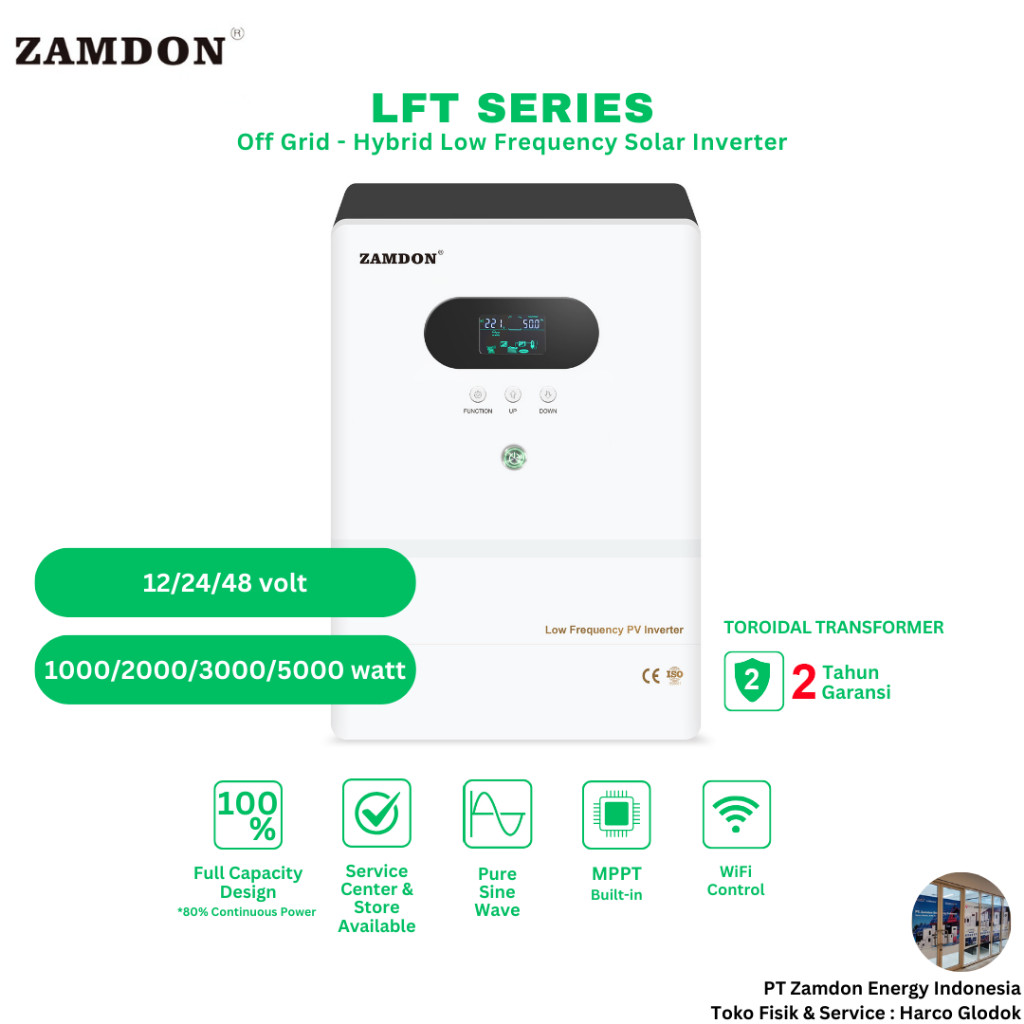 Zamdon Solar Inverter Frekuensi Rendah LF Series 2KW, 3KW & 5KW Off grid hybrid 24-48v LFT