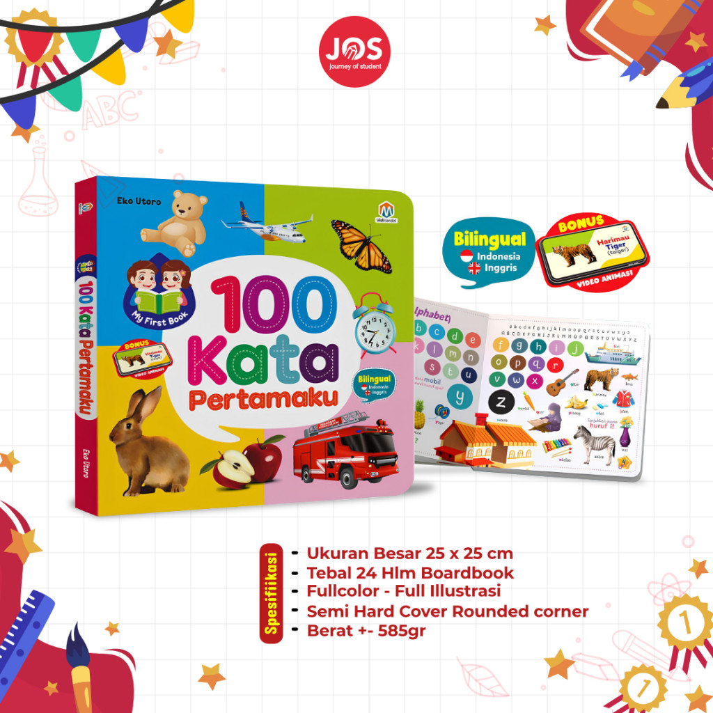 Buku Anak 1 Tahun - 100 Kata Pertamaku - Boardbook -Ziyadbooks