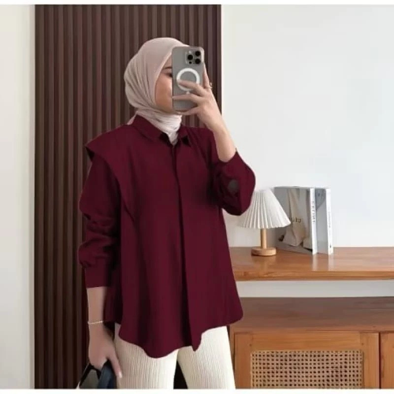 Korean Andini Blouse Katun Polos Fit to L