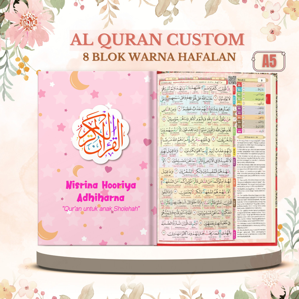 Al Quran Custom Nama Ukuran A5 Al Quran Hafalan Al Quran Berwarna  Al Quran 8 Blok Warna Untuk Anak