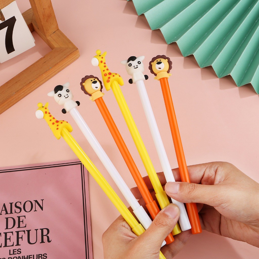 

HYPE N FANCY 1 pcs Pulpen Pen Pena Bolpoin Gel Karakter Zoo Aminal Singa Jerapah Sapi Alat Tulis Sekolah Dan Perlengkapan Kantor