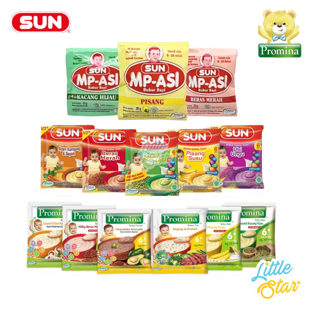 Beibymee Indonesia SUN Promina Bubur Susu Sereal Bayi Ekonomis Sachet 20 Gr Makanan Mpasi 6 Bulan Newborn Baby Food