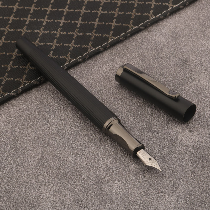 

1pc metal fountain pen black Gun gray Roman Column Student Stationery Office Supplies