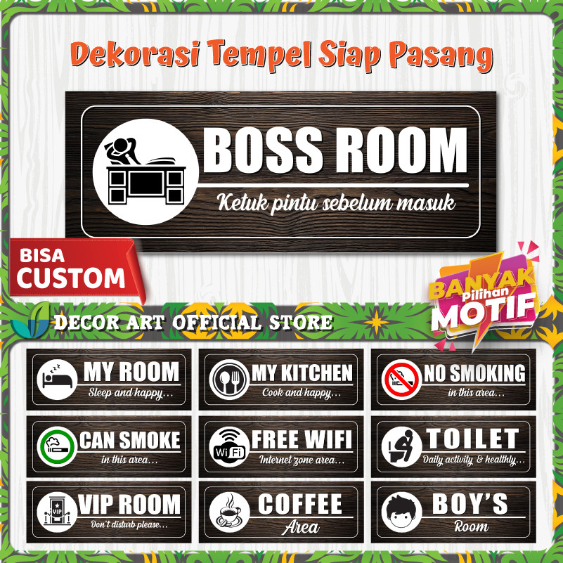

DecorArt 30x11 Cm - Dekorasi Pintu Dinding Kamar Siap Pasang Ditempel Motif Kayu Hitam (Kd. STM)