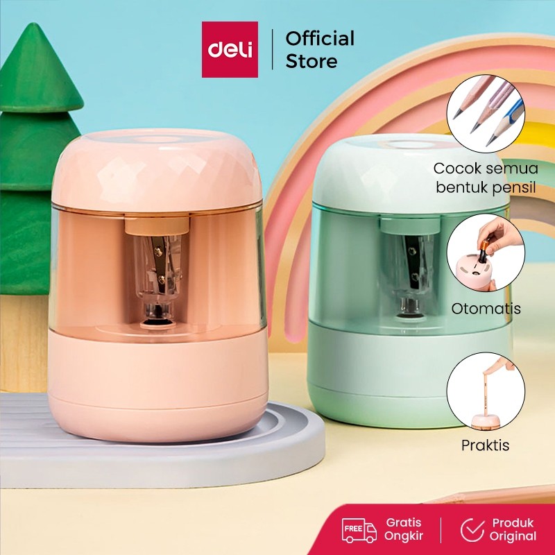

KAYDEN STORE Deli Rautan Pensil Elektrik Otomatis / Electric Pencil Sharpener Lucu Pink Hijau VA100