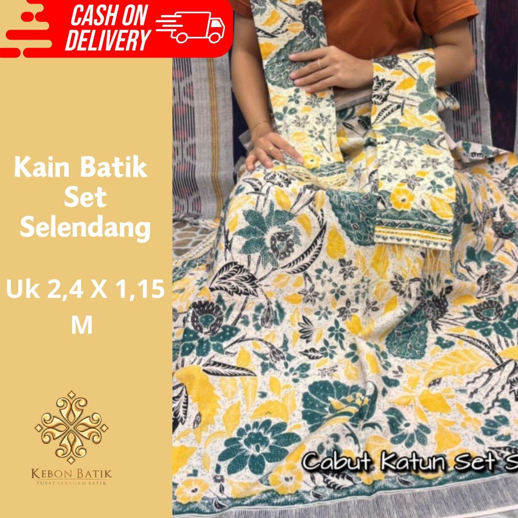 Kain Batik Set Selendang Jarik Batik untuk Kebaya Bahan Selendang dan Rok Kebaya Bisa COD 2505280002