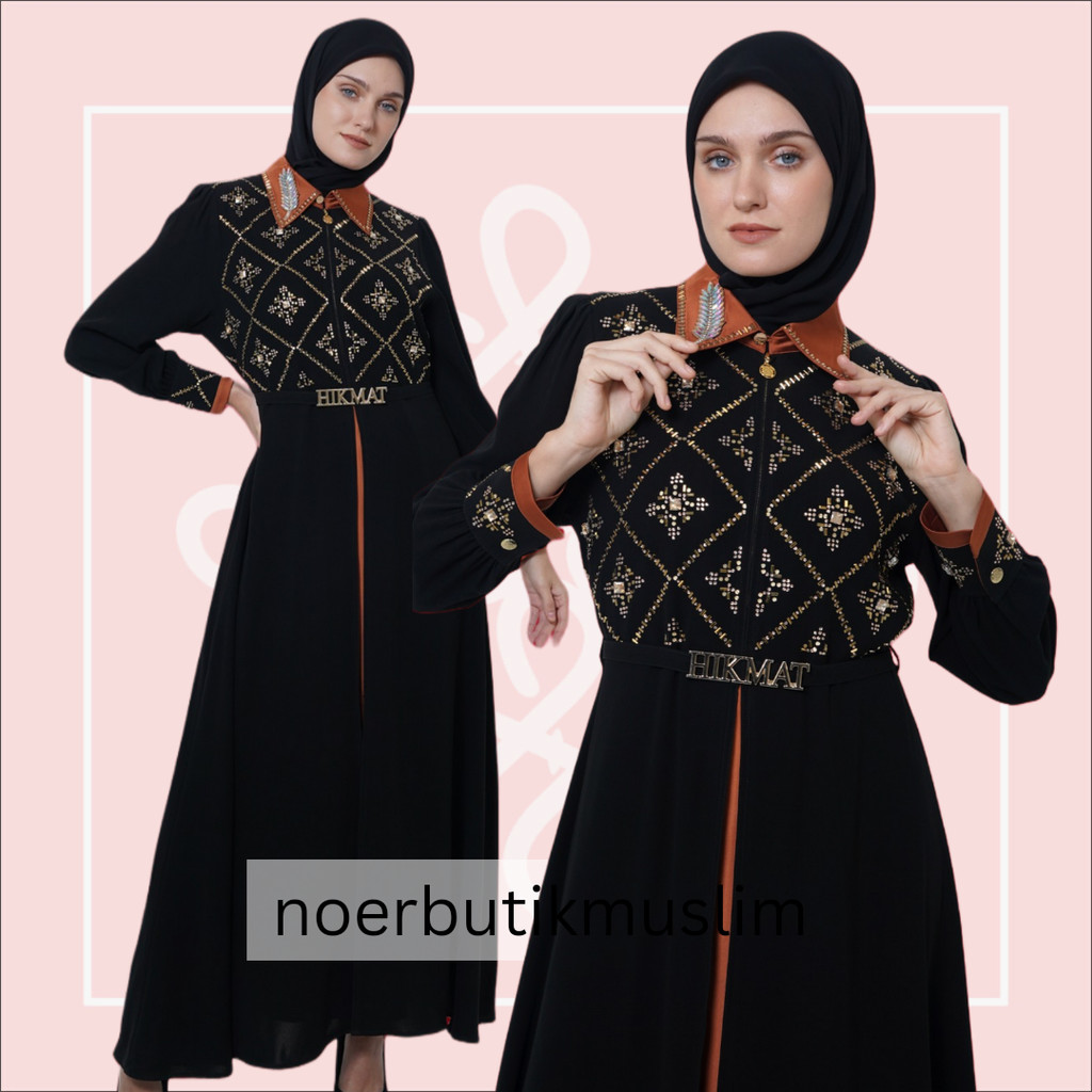 Hikmat fashion original A3829 abaya hikmat Terbaru 2024 ori noerbutikmuslim