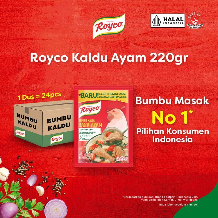 

Royco 220gr - 1dus Kaldu Penyedap Rasa Makanan / Royko Bumbu Ayam - Sapi 220 Gram - 1karton x 24pcs