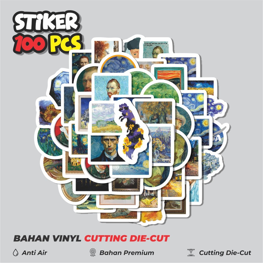 

Terbaru! 50 pcs Sticker Lukisan Van Gogh Sticker Dekorasi Lucu Kreatif untuk Notebook, Skateboard, HP