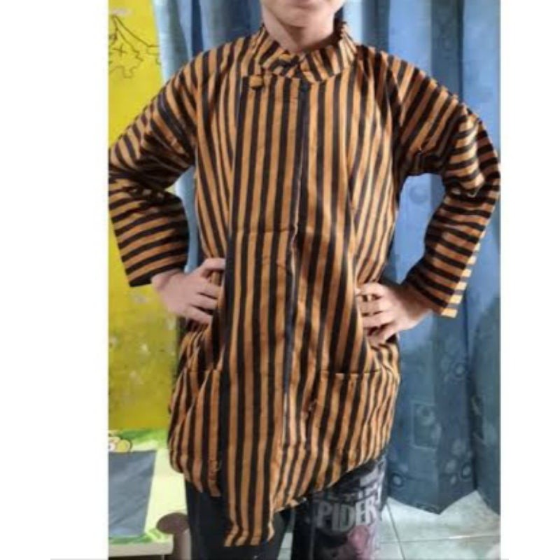 Baju lurik Surjan  Anak Jawa Bahan Premium Umur 2tahun-12 Tahun