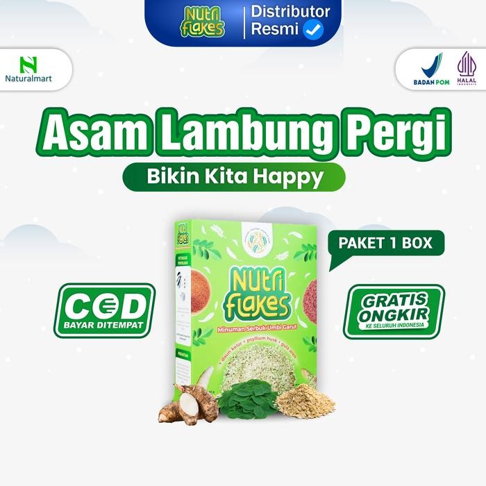 

PROMO 1 Box Nutriflakes - Sereal Dengan Bahan Alami Umbi Garut - BPOM & Halal - Granola & Susu Food Oatmeal - 1 Box