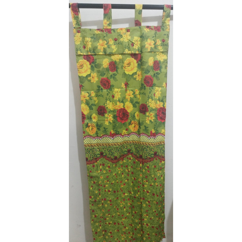 HOKICHAN [ JENDELA ] GORDEN TALI JENDELA + PONI MOTIF BUNGA SHABY HIJAU