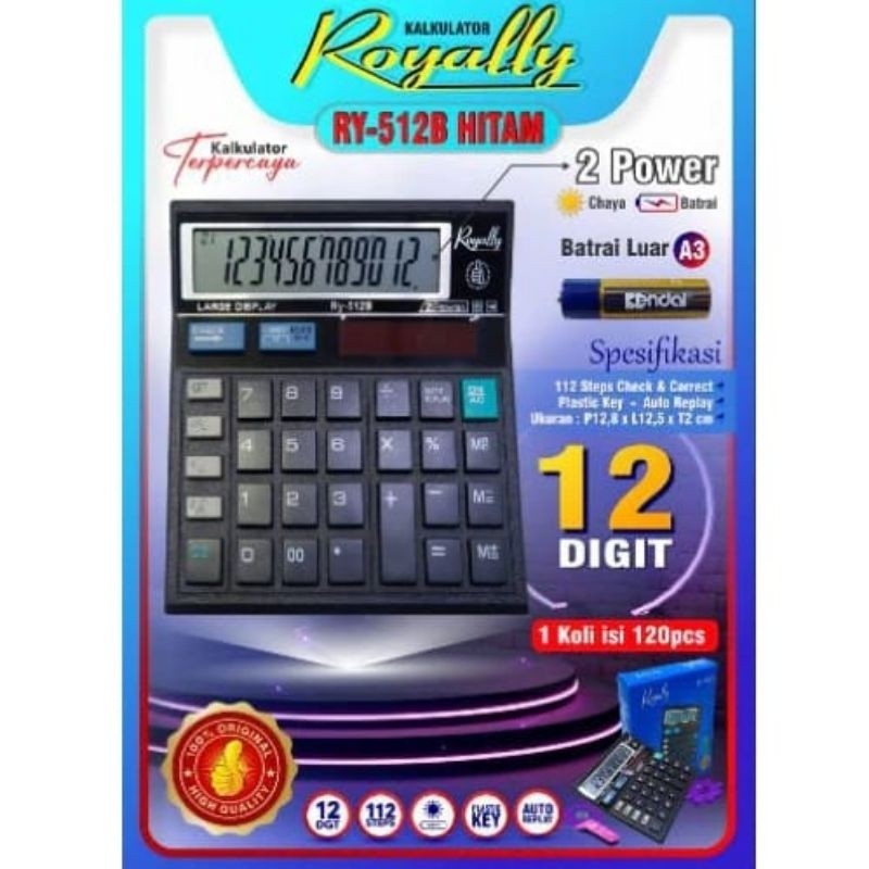 

KALKULATOR RY512 12 DIGIT SOLAR SENSOR CAHAYA BATRAI BISA DI LEPAS
