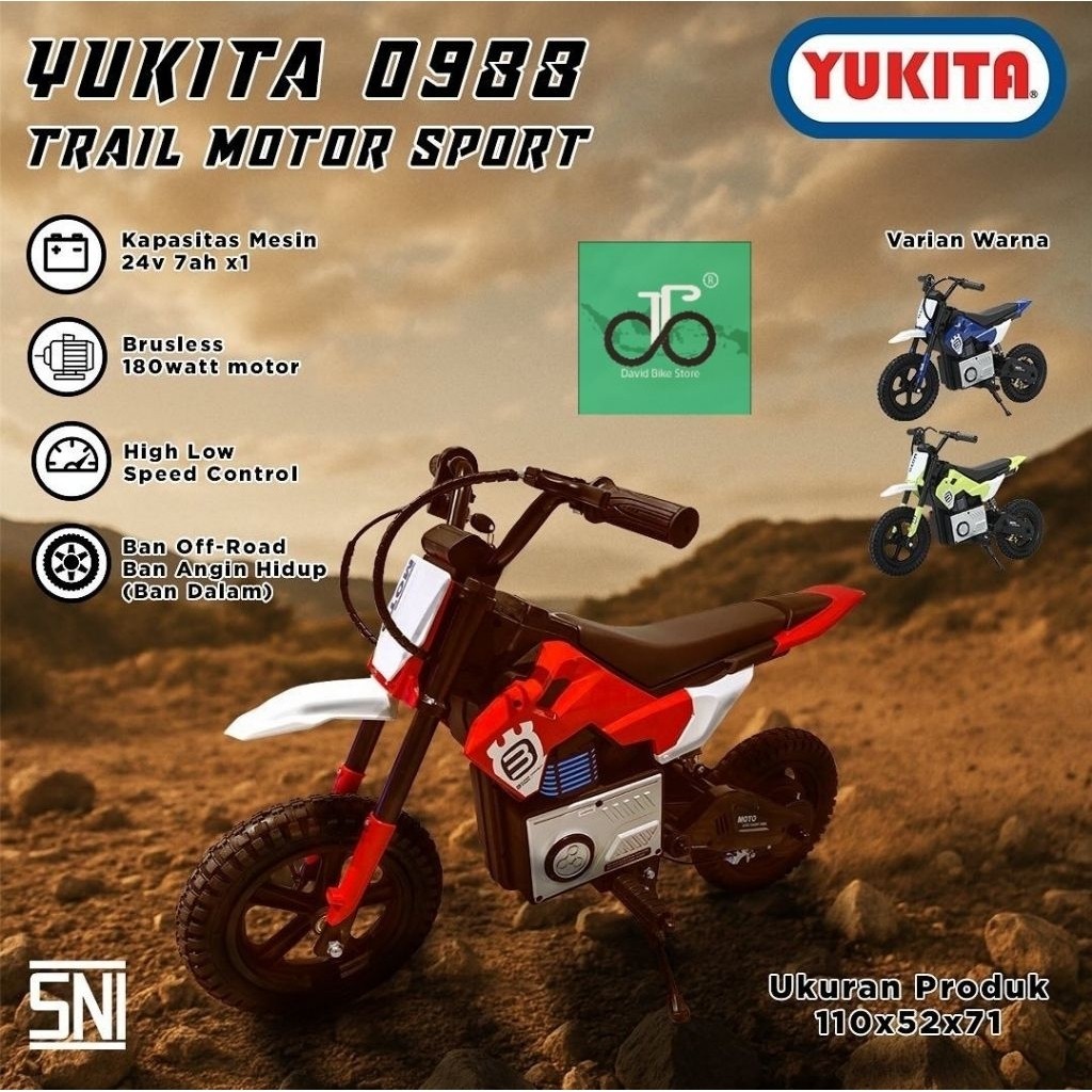 Mini Motor Trail listrik aki (mainan anak trail listrik) Yukita 0988 NEW